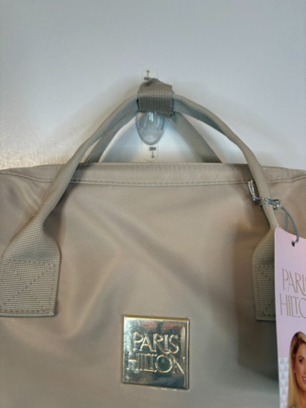 Paris Hilton Tan Quilted Backpack with Front Zipper Pocket - Picture 3 of 14